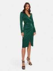 Guess Sukienka koktajlowa 4BGK16 7169A Zielony Regular Fit. Zielone sukienki Guess, z aplikacjami, z wiskozy, wizytowe, bez kołnierzyka, bez ramiączek. Za 599.99 zł.