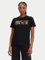 Versace Jeans Couture T-Shirt 78HAHE02 Czarny Regular Fit. Czarne t-shirty Versace Jeans Couture, xs, bez wzorów, z bawełny, bez kołnierzyka, bez ramiączek. Za 309.99 zł.