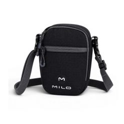 Torba podróżna mała lekka Milo MOKI 18 x 14 x 7 cm. Czarne torby podróżne Milo, bez wzorów, z nylonu, na ramię, małe. Za 59.99 zł.