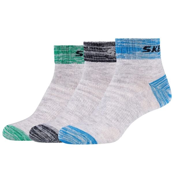 Skarpetki sportowe damskie 3PPK Wm Mesh Ventilation Quarter Socks. Szare skarpetki Skechers, bez wzorów, z bawełny, na jogę i pilates. Za 24.99 zł.