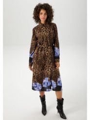 Aniston Sukienka w kolorze karmelowo-niebieskim rozmiar: 48. Brązowe sukienki Aniston, bez wzorów, z tkaniny, bez kołnierzyka, bez ramiączek, midi. Za 74.46 zł.