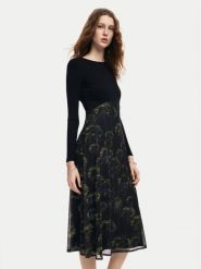 Desigual Sukienka codzienna Dark Pansee Lacroix 24WWVK37 Czarny Regular Fit. Czarne sukienki Desigual, na co dzień, s, bez wzorów, z syntetyku, bez kołnierzyka, bez ramiączek, proste. Za 319.99 zł.