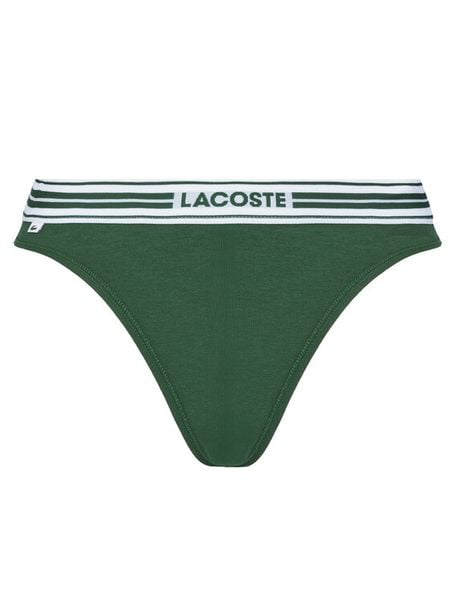 Lacoste Stringi 8F5198 Zielony. Zielone stringi Lacoste, bez wzorów, z bawełny. Za 89.99 zł.