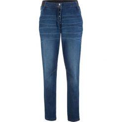 Dżinsy ze stretchem Boyfriend z paskiem w prążek bonprix niebieski "stone”. Jeansy marki bonprix. Za 79.99 zł.