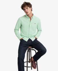Superdry Koszula Preppy Oxford z długim rękawem - Organic Cotton, Miętowy pasek. Zielone koszule Superdry, xl, bez wzorów, z bawełny, eleganckie, bez kołnierzyka, bez ramiączek. Za 279.65 zł.