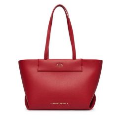 Torebka Armani Exchange. Czerwone shopper bag Armani Exchange, bez wzorów, bez dodatków. Za 654.99 zł.