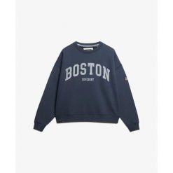 Damska bluza oversize Superdry Athletic Essentials. Niebieskie bluzy bez kaptura Superdry, m, bez wzorów, bez kaptura. Za 278.45 zł.