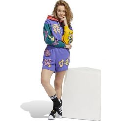 Adidas Originals szorty bawełniane Pride HC3085 kolor fioletowy high waist. Fioletowe szorty adidas Originals, bez wzorów, z bawełny. W wyprzedaży za 139.99 zł.