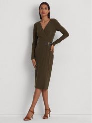 Lauren Ralph Lauren Sukienka codzienna 250751548008 Zielony Regular Fit. Zielone sukienki Lauren Ralph Lauren, na co dzień, bez wzorów, z syntetyku, bez kołnierzyka, bez ramiączek, proste. Za 519.99 zł.