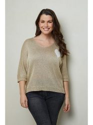 Curvy Lady Sweter w kolorze beżowym rozmiar: 44/46. Brązowe swetry Curvy Lady, bez wzorów, z wiskozy, klasyczne, bez ramiączek. Za 119.40 zł.