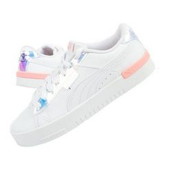 Buty sportowe Puma Jada 393923 01 białe. Białe buty treningowe bez wzorów, ze skóry ekologicznej, bez zapięcia. Za 283.73 zł.