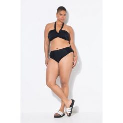 Damskie Figi od bikini wysoki stan. Czarne bikini Ulla Popken, bez wzorów, z elastanu. Za 93.99 zł.
