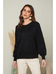 Soft Cashmere Sweter w kolorze czarnym rozmiar: 38/40. Czarne swetry Soft Cashmere, z aplikacjami, klasyczne, bez ramiączek. Za 125.25 zł.