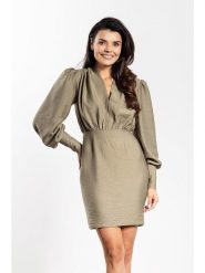 Awama Sukienka w kolorze oliwkowym rozmiar: L. Brązowe sukienki Awama, l, bez wzorów, bez kołnierzyka, bez ramiączek, mini. Za 159.99 zł.
