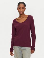 Tommy Hilfiger Bluzka UW0UW05228 Bordowy Regular Fit. Czerwone bluzki Tommy Hilfiger, s, bez wzorów, z bawełny, bez kołnierzyka, bez ramiączek. Za 129.99 zł.