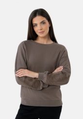 Brązowa bluza B-SEPIA. Brązowe bluzy bez kaptura Volcano, m, z aplikacjami, z bawełny, bez kaptura. Za 159.99 zł.