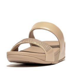 Kobiece klapki na koturnie FitFlop Lulu Slide. Brązowe klapki FIT FLOP, bez wzorów, bez obcasa, na koturnie, bez zapięcia. Za 525.00 zł.