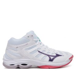 Buty halowe Mizuno. Białe buty sportowe lifestyle Mizuno, bez wzorów, bez zapięcia, mizuno wave. Za 399.99 zł.