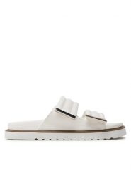 DeeZee Klapki 86009-4 Biały. Białe klapki DeeZee, bez wzorów, ze skóry, bez obcasa, bez zapięcia. Za 139.99 zł.