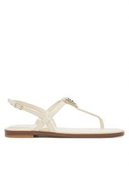 Guess Sandały FLJRA4 PAF21 Écru. Sandały Guess, z aplikacjami, ze skóry, bez obcasa, na płaskiej podeszwie, bez zapięcia. Za 269.99 zł.