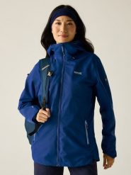 Regatta Kurtka przeciwdeszczowa "Hamara IV" w kolorze granatowym rozmiar: 42. Niebieskie kurtki przeciwdeszczowe Regatta, m, bez wzorów, bez kaptura, outdoorowe. Za 168.06 zł.