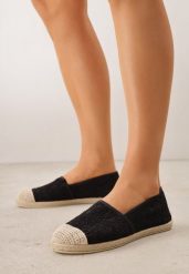 Czarne Espadryle z Koronkową Cholewką i Podeszwą z Plecionki Marilex. Czarne espadryle Renee, bez wzorów, z koronki, boho, bez obcasa. Za 69.99 zł.