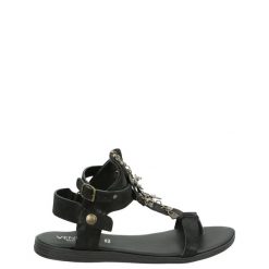 ZAMSZOWE SANDAŁY 6543 CAM NERO. Sandały Venezia, bez wzorów, ze skóry, bez obcasa, bez zapięcia. Za 239.00 zł.