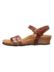 Papillio Skórzane sandały "Lana" w kolorze brązowym na koturnie rozmiar: 38. Brązowe sandały Papillio, bez wzorów, z otwartym noskiem, bez obcasa, na koturnie, bez zapięcia. Za 185.38 zł.