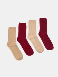 Prążkowane skarpetki 4 pack - wielobarwny. Skarpetki Sinsay, bez wzorów, prążkowane. Za 17.99 zł.