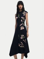 Desigual Sukienka codzienna Katrina 25WWVK12 Czarny Slim Fit. Czarne sukienki Desigual, na co dzień, s, bez wzorów, z bawełny, bez kołnierzyka, bez ramiączek, proste. Za 429.99 zł.