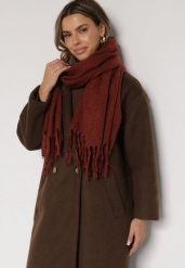 Bordowy Klasyczny Szalik Zdobiony Frędzlami Vetilana. Czerwone szaliki i kominy Born2be, z aplikacjami, z jeansu, biznesowe. Za 44.99 zł.