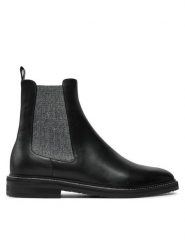Pollini Sztyblety SA21083G1LTDG000 Czarny. Czarne botki Pollini, bez wzorów, ze skóry, bez obcasa, na płaskiej podeszwie, bez zapięcia. Za 1,099.00 zł.