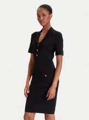 Guess Sukienka dzianinowa W5YK29 Z0130 Czarny Slim Fit. Czarne sukienki Guess, xxl, z aplikacjami, z dzianiny, bez kołnierzyka, bez ramiączek. Za 367.50 zł.