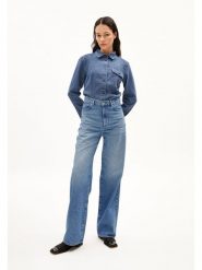 Armedangels Bluzka dżinsowa "Nilaara" w kolorze niebieskim rozmiar: XS. Niebieskie bluzki ARMEDANGELS, xs, bez wzorów, z bawełny, bez kołnierzyka, bez ramiączek. Za 192.33 zł.