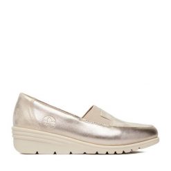 Półbuty Rieker. Żółte półbuty wsuwane Rieker, bez wzorów, bez obcasa, na koturnie. Za 339.99 zł.