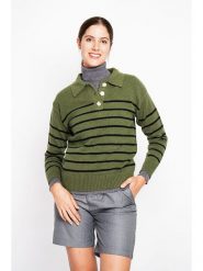 ASSUILI Sweter w kolorze zielono-czarnym rozmiar: 38. Czarne swetry Assuili, bez wzorów, klasyczne, bez ramiączek. Za 113.99 zł.