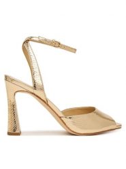 MICHAEL Michael Kors Sandały Rosie High 40S6RSHS1M Złoty. Żółte sandały MICHAEL Michael Kors, bez wzorów, z materiału, bez obcasa, na słupku, bez zapięcia. Za 739.99 zł.