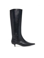 Calvin Klein Kozaki Kitten Heel High Boot Lth HW0HW03167 Czarny. Czarne kozaki Calvin Klein, bez wzorów, ze skóry, bez obcasa, na szpilce, bez zapięcia. Za 999.99 zł.