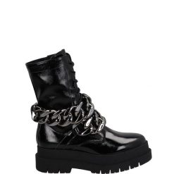 BOTKI Z ŁAŃCUCHEM H44 NAPLAK NERO. Botki Venezia, bez wzorów, ze skóry, bez obcasa, bez zapięcia. Za 379.00 zł.