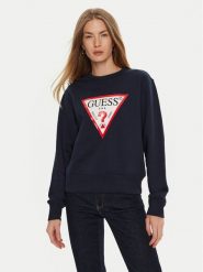 Guess Bluza W2YQ16 KBA11 Granatowy Regular Fit. Niebieskie bluzy Guess, m, z aplikacjami, z bawełny, bez ramiączek, bez kaptura. Za 249.99 zł.