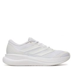 Buty do biegania adidas. Białe buty do biegania adidas, bez wzorów, bez zapięcia, do biegania. Za 259.99 zł.