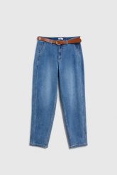 Jeansy z paskiem niebieskie. Niebieskie jeansy MOODO, l, bez wzorów, z bawełny. Za 159.99 zł.