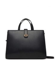 Tommy Hilfiger Torebka Th Heritage Satchel AW0AW18287 Czarny. Czarne torebki klasyczne Tommy Hilfiger, bez wzorów, ze skóry, bez dodatków. Za 749.99 zł.