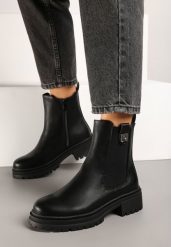 Czarne Płaskie Botki w Stylu Sztybletów z Elastyczną Wstawką i Metalową Ozdobą Tamarris. Czarne botki Born2be, z aplikacjami, eleganckie, bez obcasa, na obcasie, bez zapięcia. W wyprzedaży za 112.49 zł.