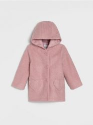 Długi płaszcz z kapturem - różowy. Czerwone płaszcze Sinsay, l, bez wzorów, z kapturem. Za 49.99 zł.