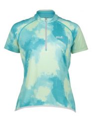 Jack Wolfskin Koszulka kolarska "Tourer" w kolorze turkusowo-zielonym rozmiar: XS. Zielone t-shirty sportowe Jack Wolfskin, xs, bez wzorów, bez ramiączek, rowerowe. Za 127.65 zł.