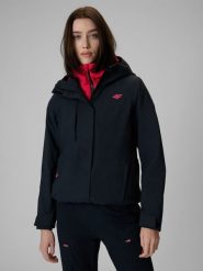 4F Kurtka trekkingowa membrana 10000 damska - czarna XS. Czarne kurtki 4f, na lato, l, bez wzorów, z materiału, wizytowe, bez kaptura. Za 399.99 zł.