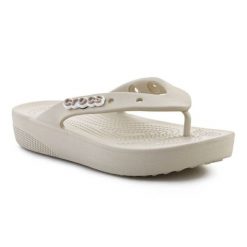Japonki Crocs Classic Platform Flip 207714-2Y2 beżowy. Brązowe japonki bez wzorów, eleganckie. Za 303.63 zł.