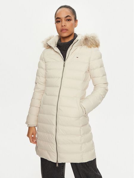 Tommy Jeans Kurtka puchowa Essential DW0DW18864 Écru Slim Fit. Kurtki Tommy Jeans, m, bez wzorów, z jeansu, bez kaptura. Za 929.99 zł.