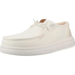 HEYDUDE Damskie Mokasyny Wendy Rise Chambray Grid. Białe mokasyny Hey dude, bez wzorów, z materiału. Za 259.00 zł.